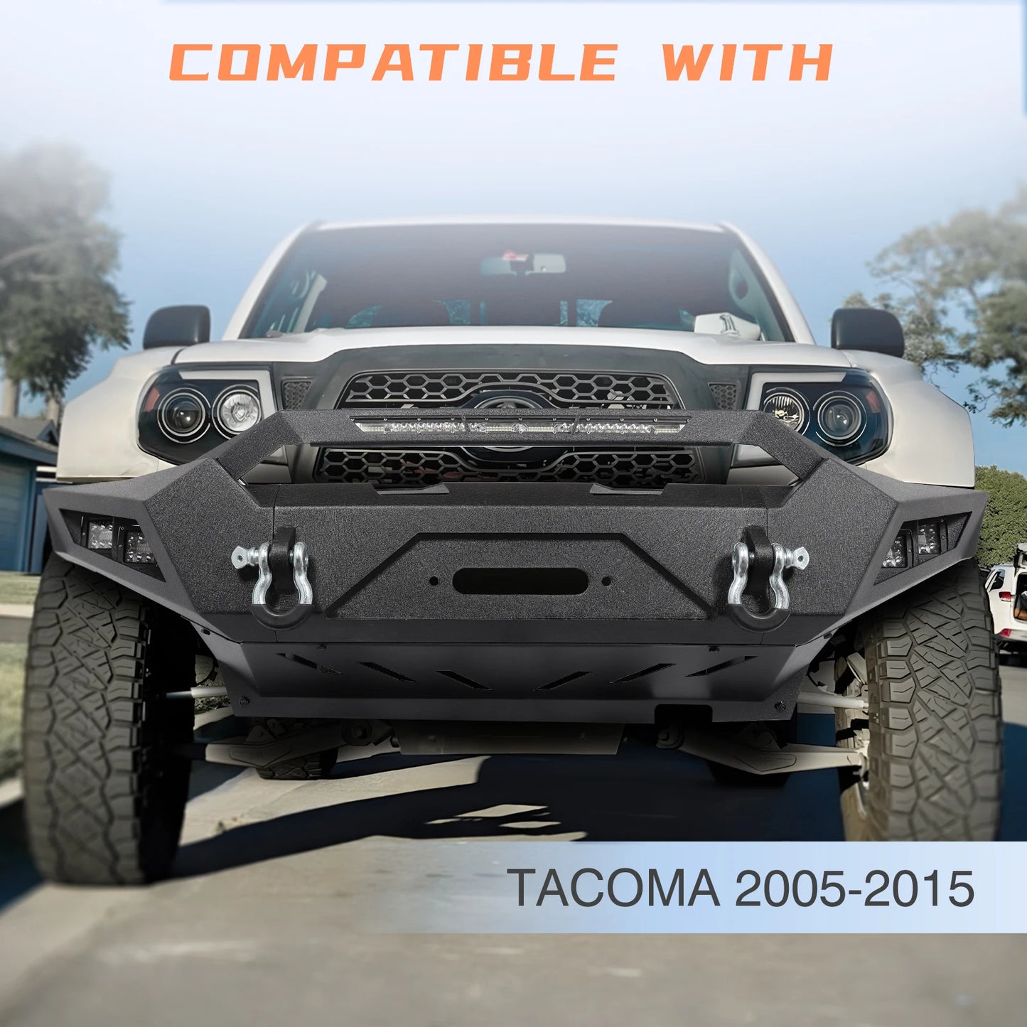 Front Bumper w/ Stinger Hoop & Winch Plate for Toyota Tacoma 2005-2015 2nd Gen