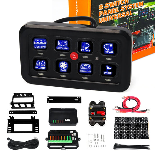 6/8 Gangs Universal LED Switch Panel 12V Light On-Off Control Relays System Slim Electronic Relay System for SUV Boat Caravan