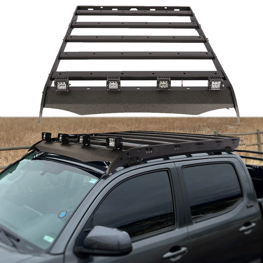 Roof Rack Cargo Luggage Carrier w/LED light For Toyota Tacoma Double Cab 2005-23