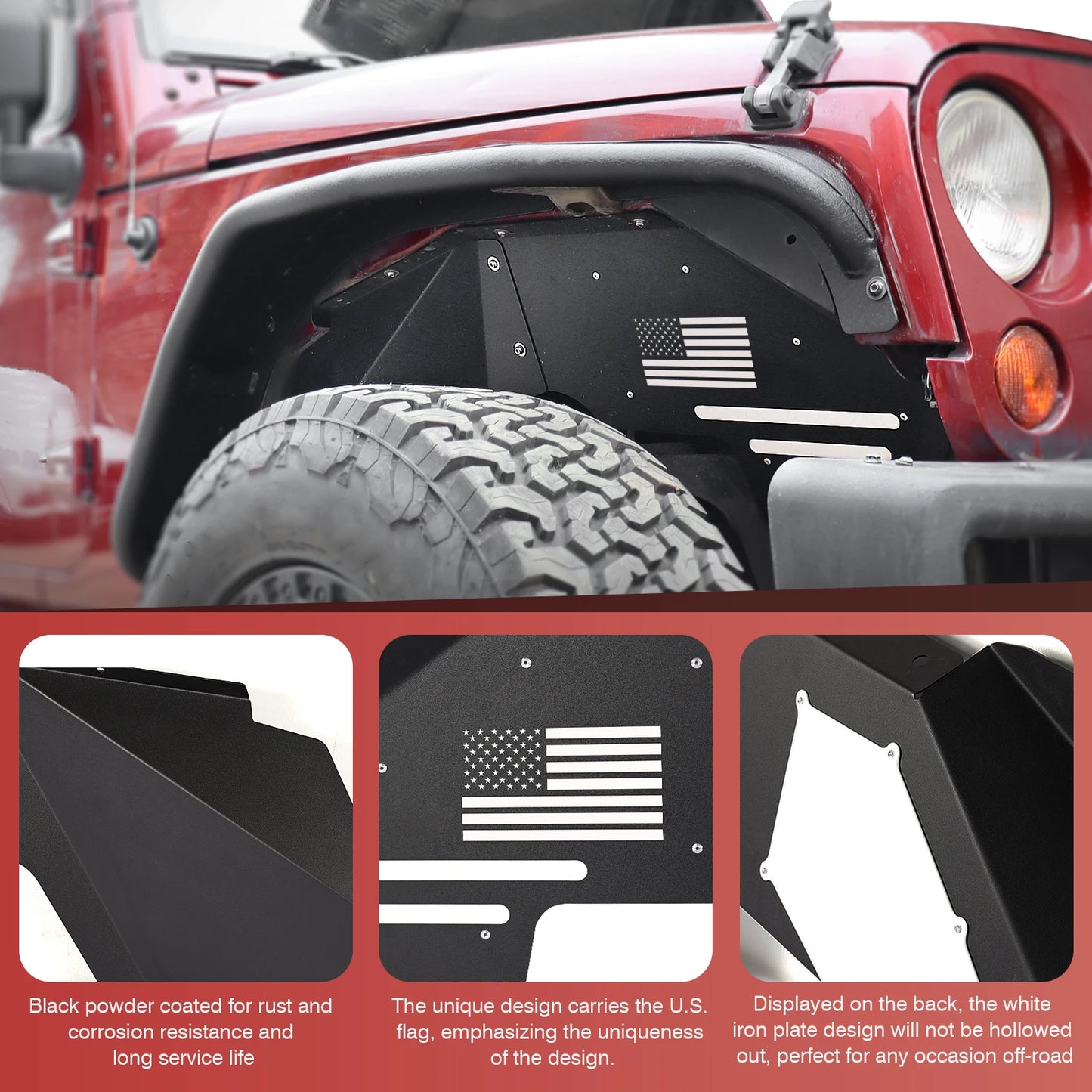 For Jeep Wrangler JK JKU 2007-2018 Front Inner Fender Liners Heavy Duty Steel 2x