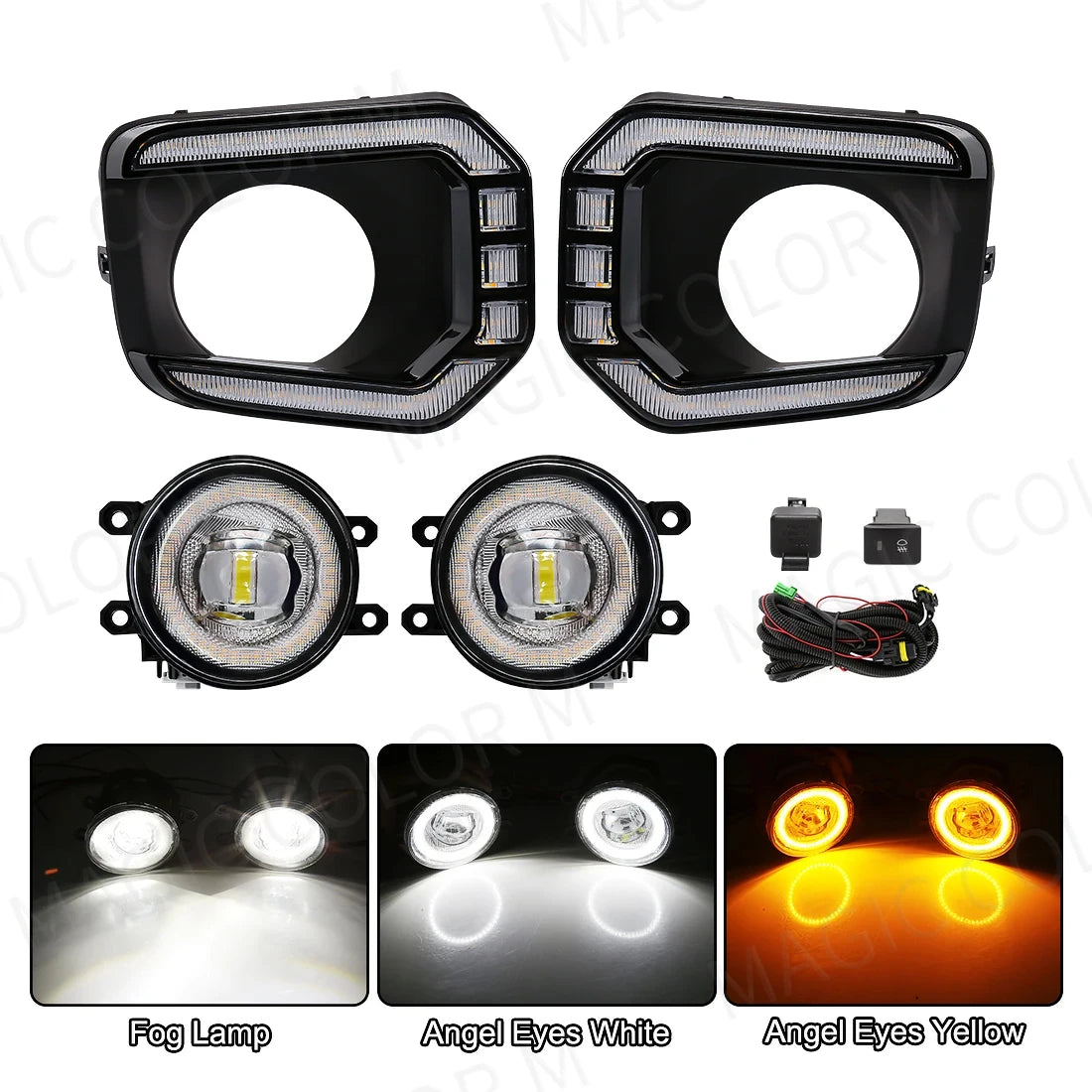 LED Fog Lamps For Toyota Tacoma 2016 2017 2018 2019 2020 2021 2022 DRL Daytime Running Lights Front Bumper Driving White Yellow