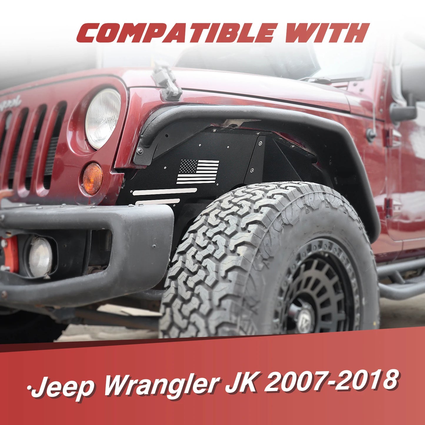 For Jeep Wrangler JK JKU 2007-2018 Front Inner Fender Liners Heavy Duty Steel 2x