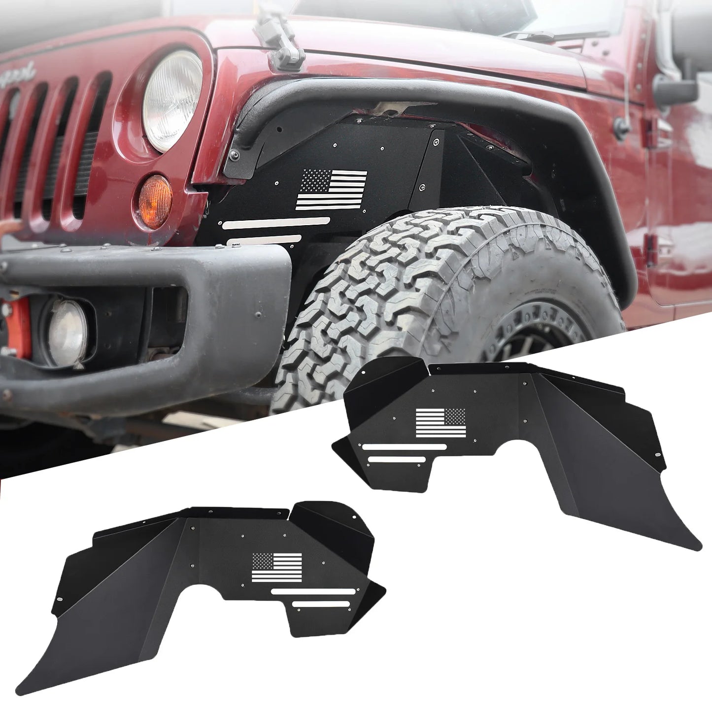 For Jeep Wrangler JK JKU 2007-2018 Front Inner Fender Liners Heavy Duty Steel 2x