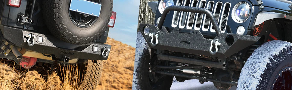 OEDRO Front & Rear Bumper for 2007-2018 Jeep Wrangler JK & JKU with LED Lights Winch Plate Mounting & D-Rings