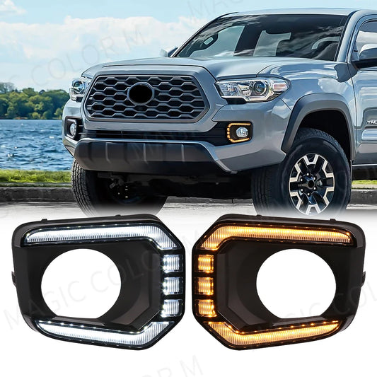 LED Fog Lamps For Toyota Tacoma 2016 2017 2018 2019 2020 2021 2022 DRL Daytime Running Lights Front Bumper Driving White Yellow